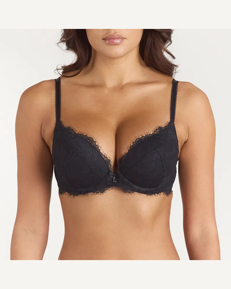 Lounge Spitzen-BH mit Hohem Push-Up - Schwarz Black