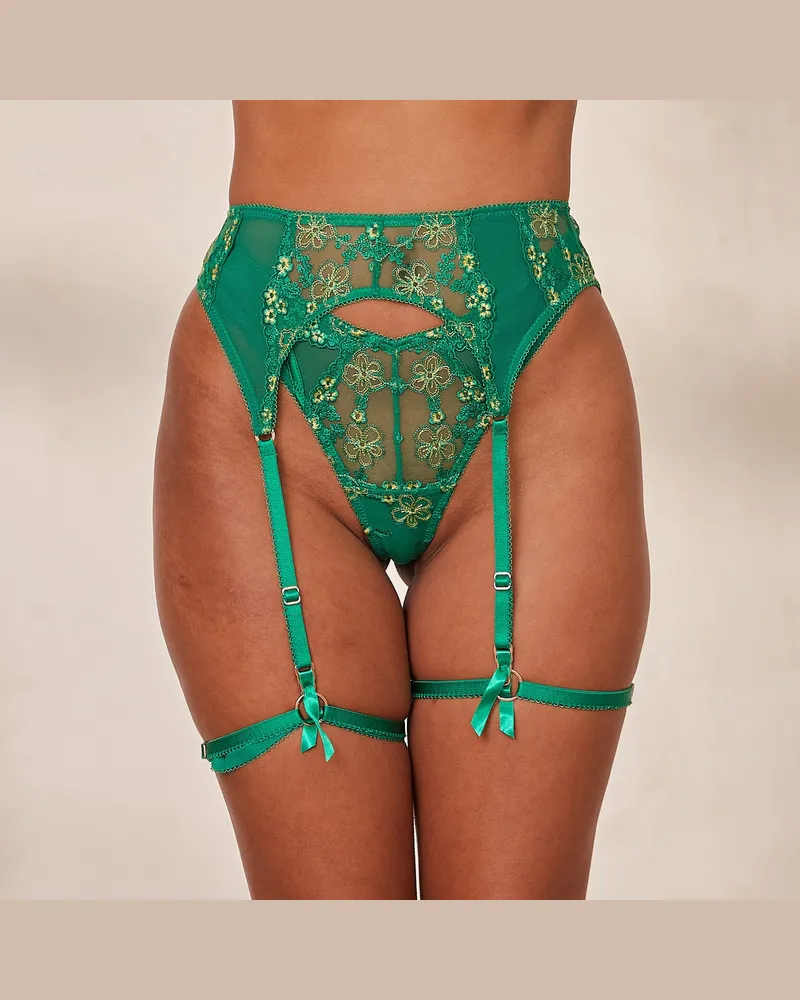 Lounge Harper Intimates String und Strumpfgürtel - Smaragdgrün Emerald