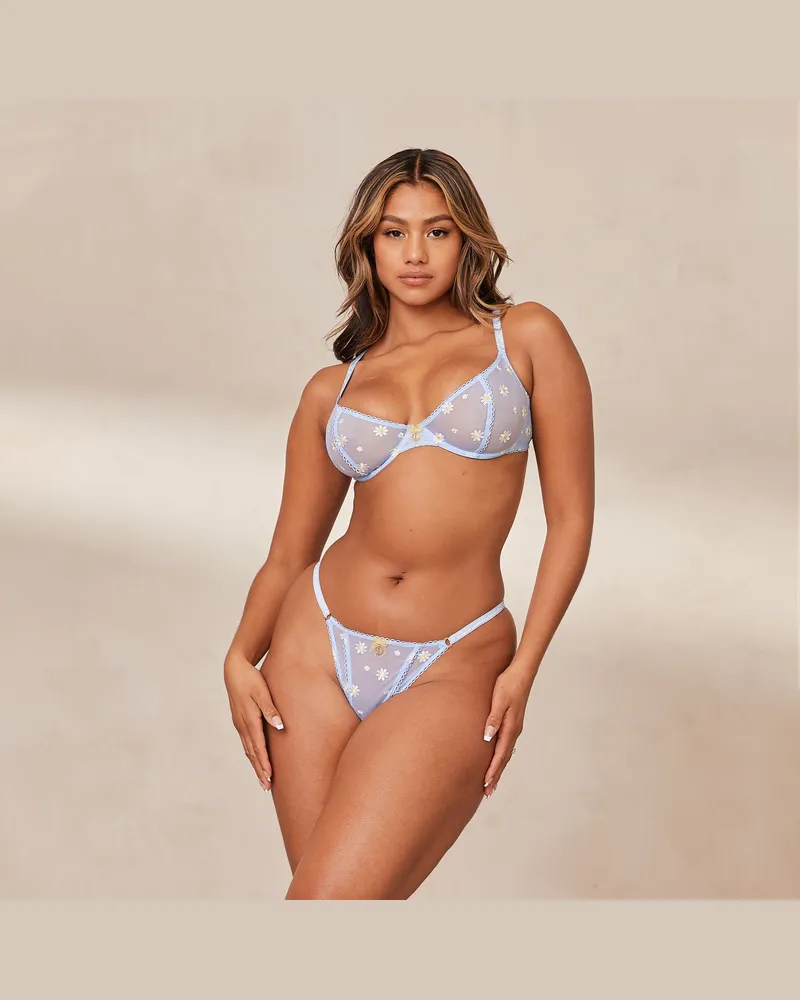 Lounge Sheer Floral Balcony BH - Blau Blau