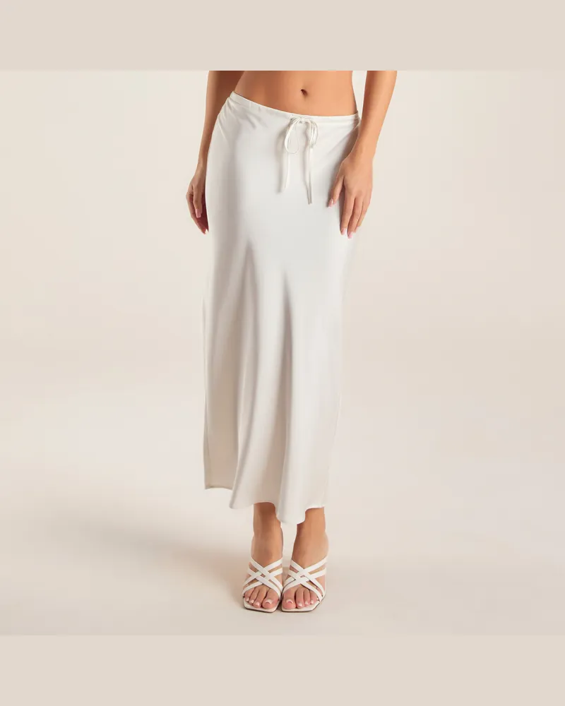 Lounge Satin-Maxirock - Weißgrau Weißgrau