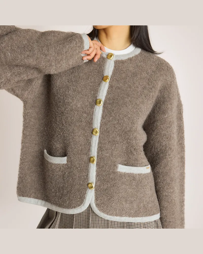 Lounge Gestrickte Wolljacke - Trüffel Brown