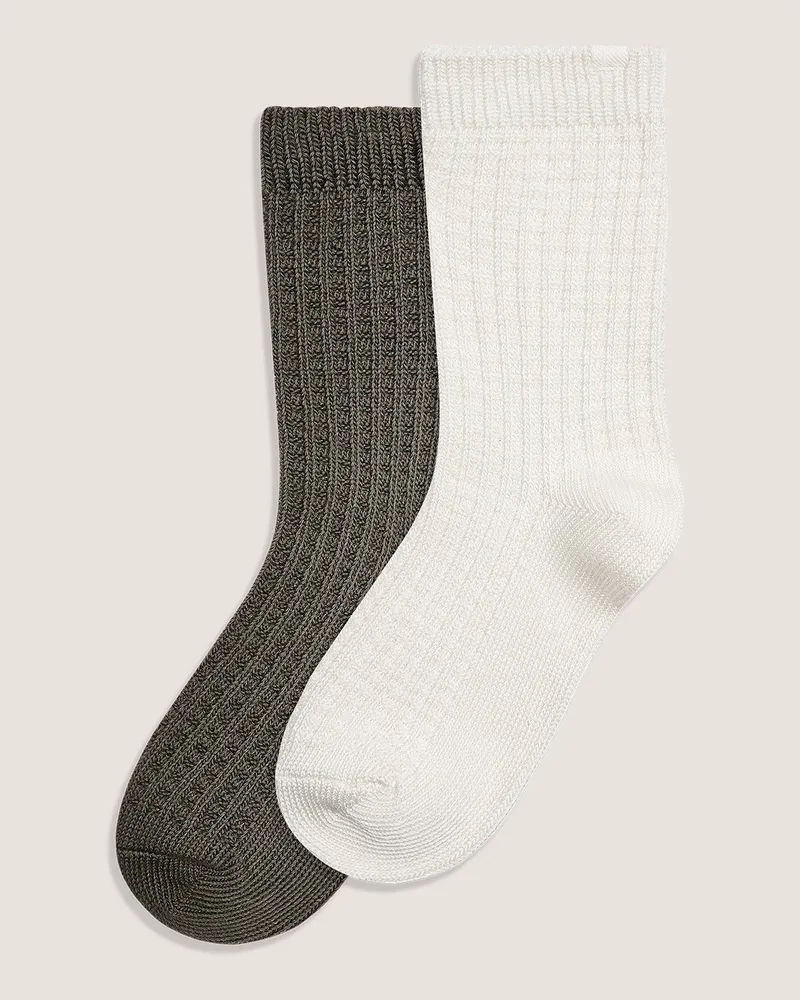 Lounge Waffel-Socken (2er-Pack) - Bunt - Einheitsgröße Cream