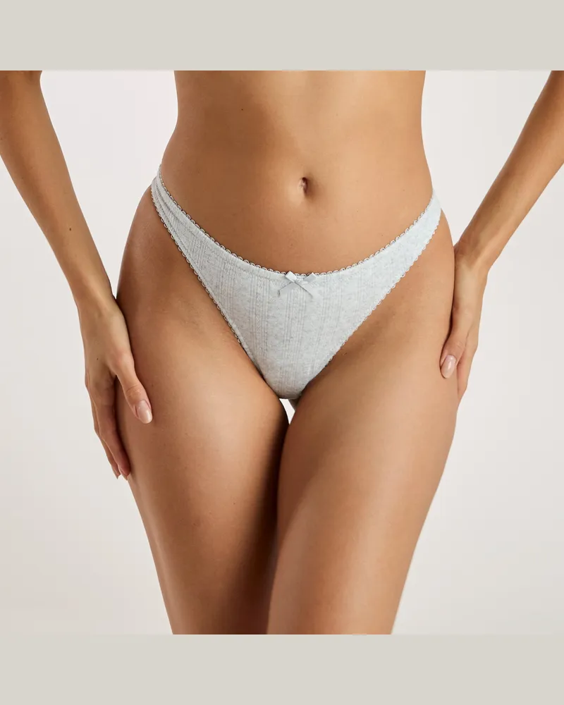 Lounge Pointelle String - Graue Melange Graue