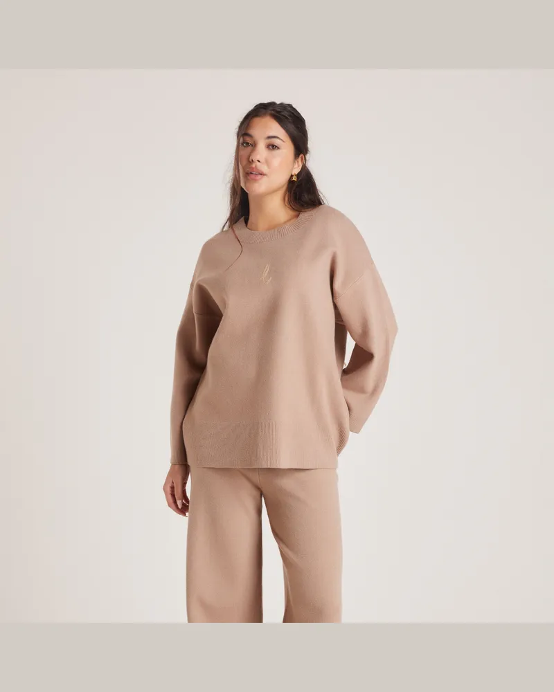 Lounge Gestrickter Pullover - Hellbraun Brown