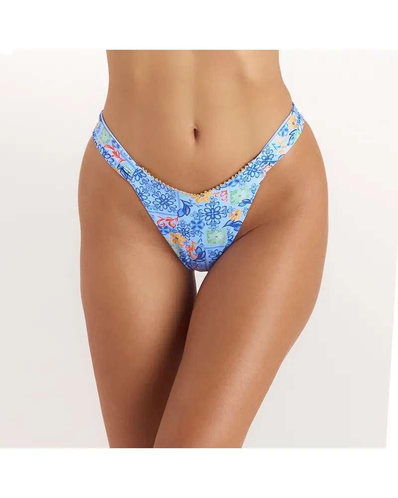 Lounge Mosaic Brazilian Bikini-Slip mit Hohem Bein - Blau-Druck Multicolor-swimwear