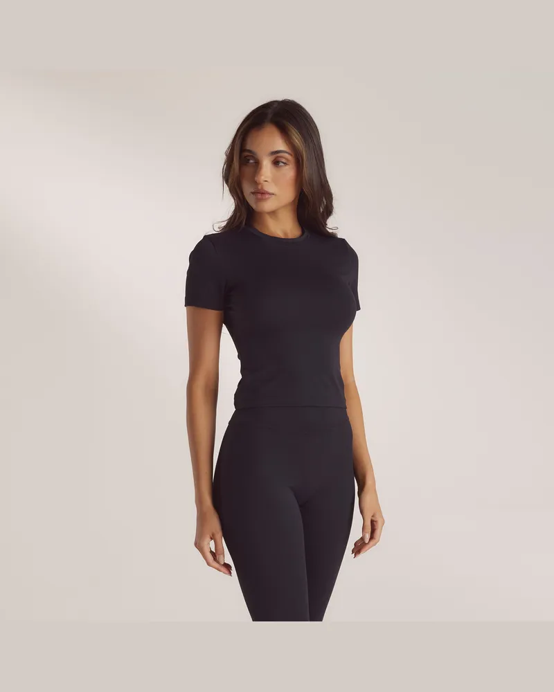 Lounge Klassisches, tailliertes Top - Schwarz Black