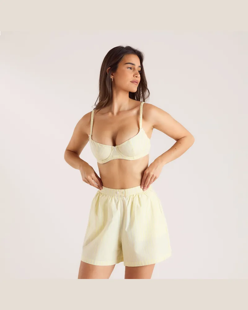 Lounge Gestreifer Baumwoll-BH - Gelb Yellow