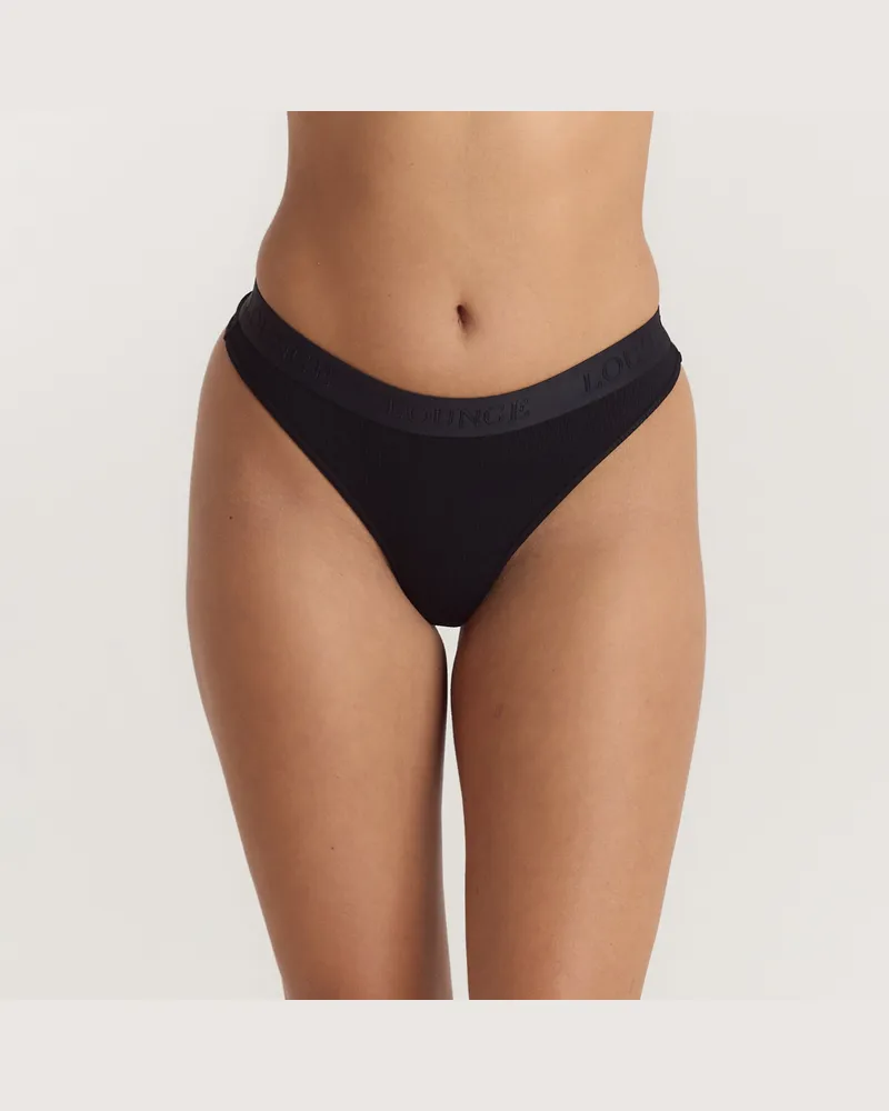 Lounge Weicher Gerippter String - Schwarz Black