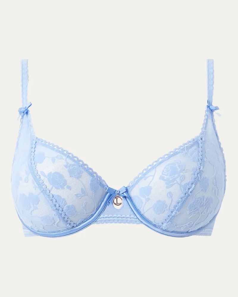 Lounge Flocked Floral Balcony BH - Blau Blue