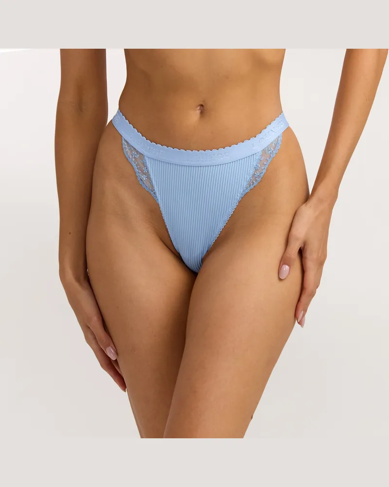 Lounge Ribbed String - Blau Blue