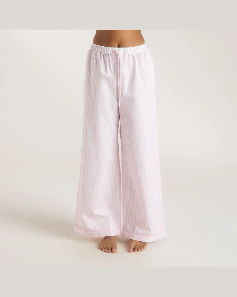 Lounge Bloom  Stripe Pyjamahose - Rosa Rosa