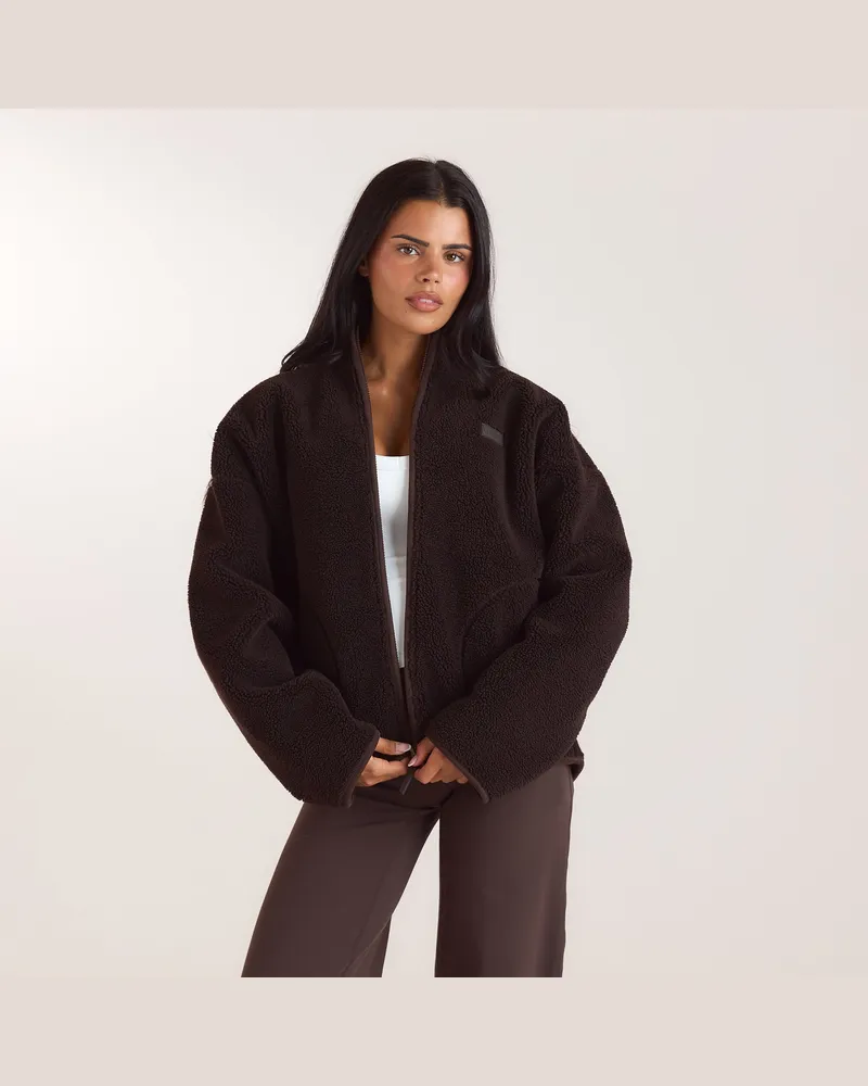 Lounge Borg-Jacke mit Reißverschluss - Schokolade Schokolade