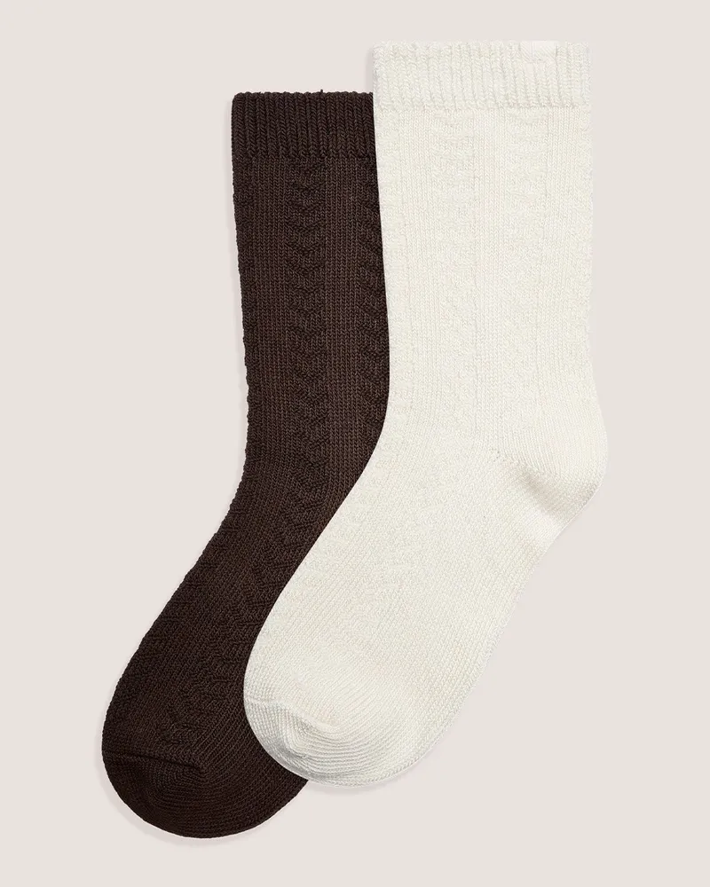 Lounge Zopfmuster-Socken (2er-Pack) - Bunt - Einheitsgröße Brown