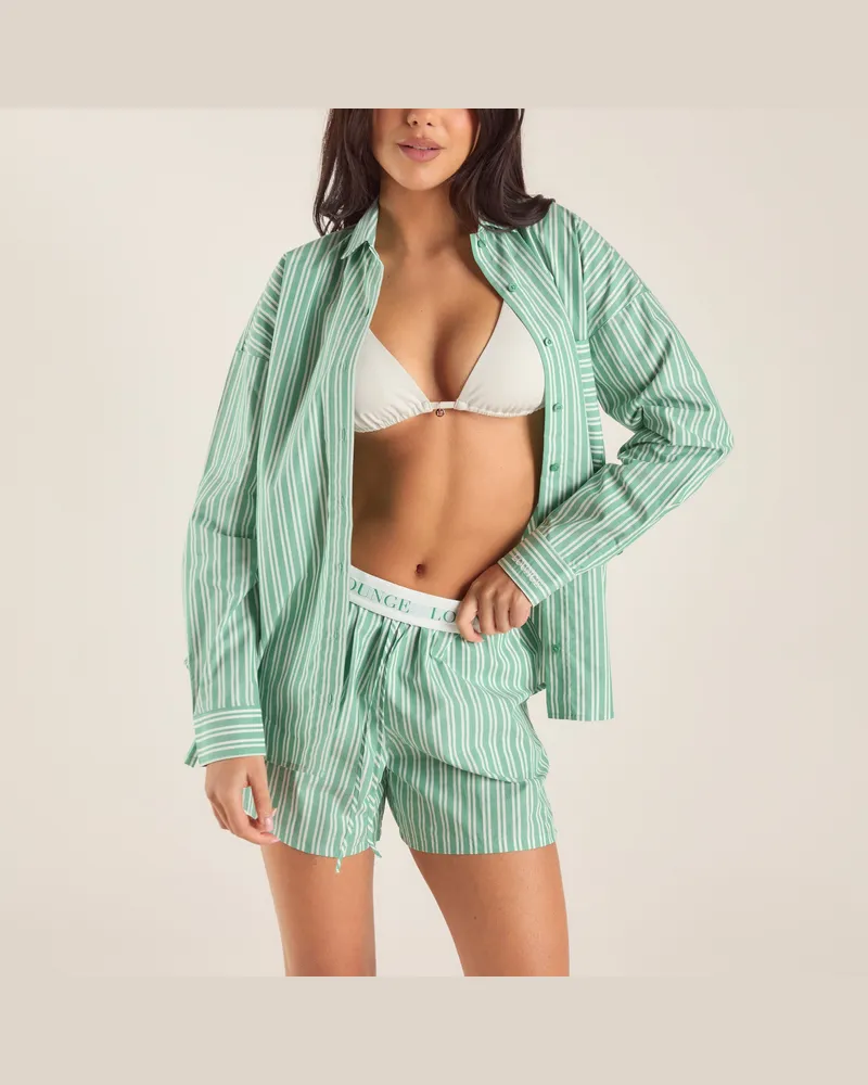 Lounge Übergroßes Nadelstreifen-Hemd - Grün Grün