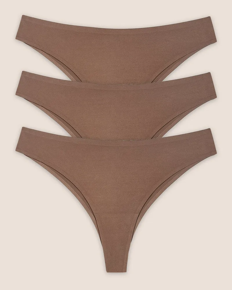 Lounge Nahtlose Brazilians (3er-Pack) - Kastanienbraun Kastanienbraun