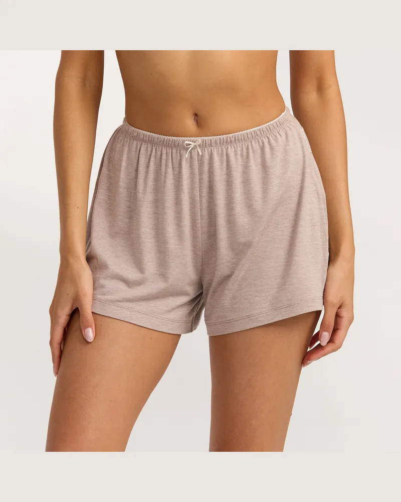 Lounge Modal Pyjama Shorts - Braune Melange Brown