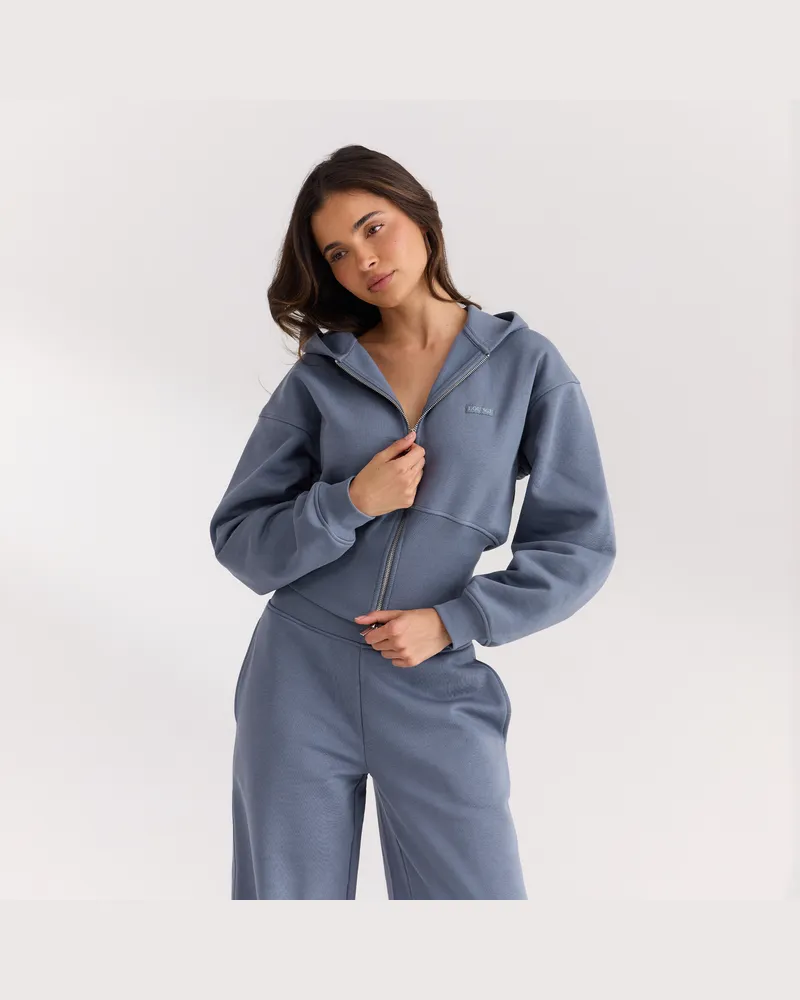 Lounge Taillierte Zip-Up Hoodie - Schieferblau Blue