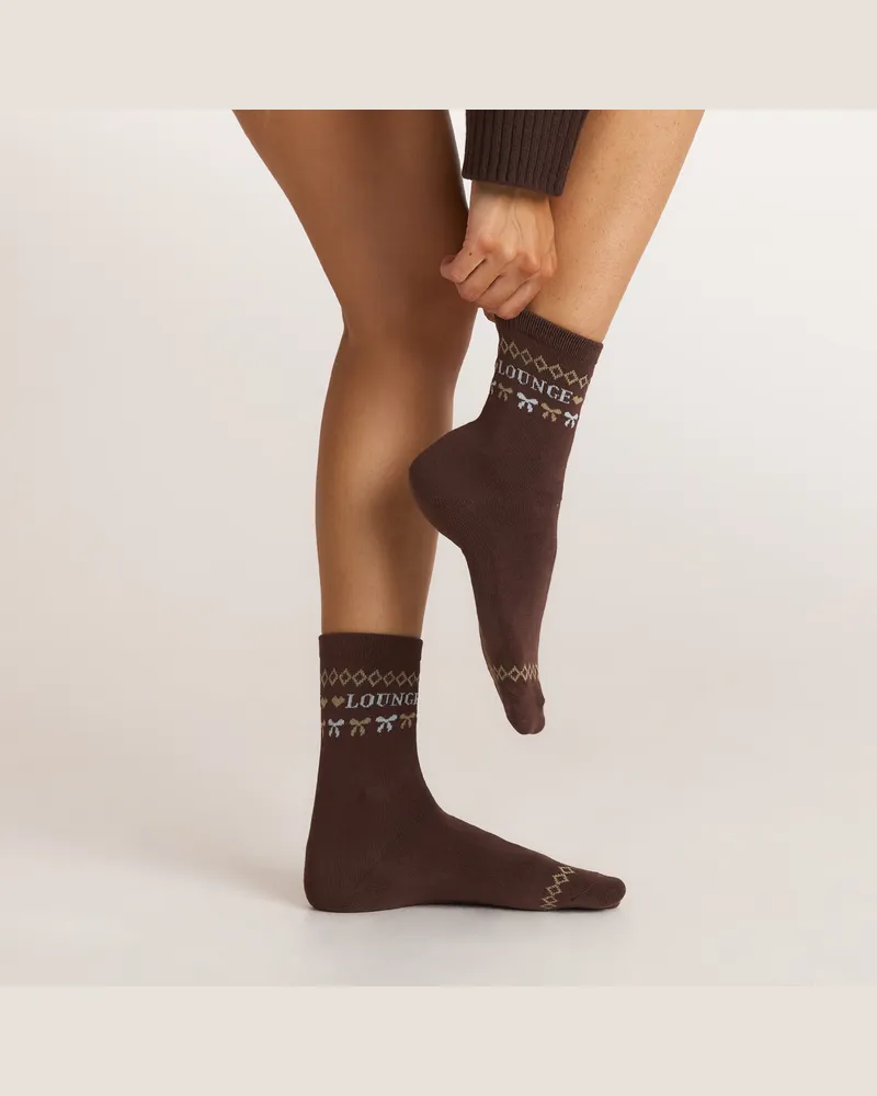Lounge Fairisle Socken - Schokolade Brown
