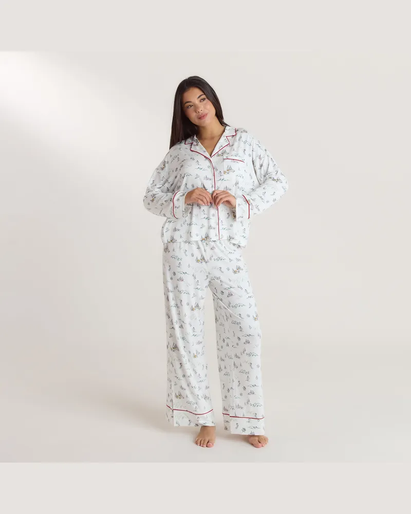 Lounge Alpine Dreams Pyjamahosen   - Ski Muster Print