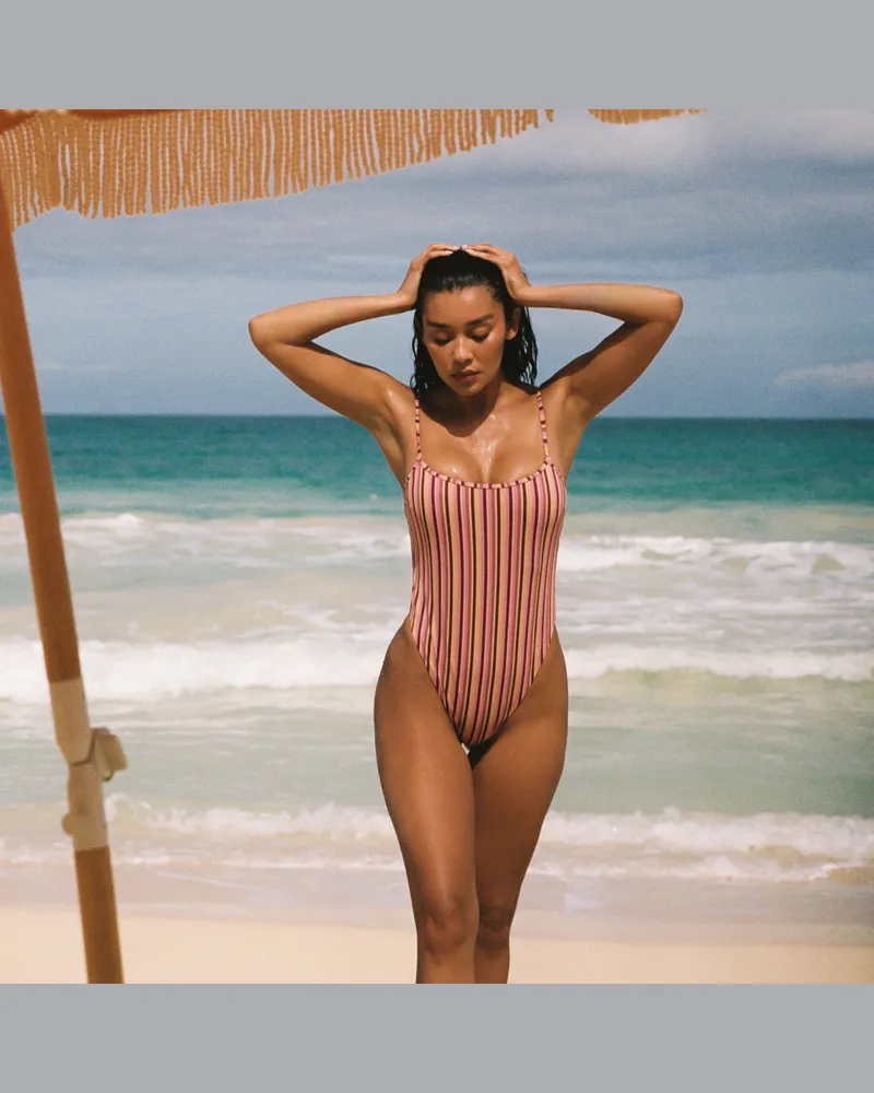 Lounge Sunstripe Badeanzug - Retro-Streifen Multicolor-swimwear