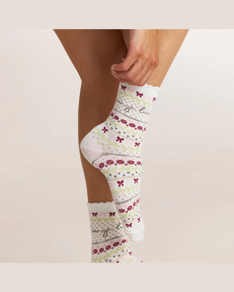 Lounge Fairisle Socken - Crèmemuster Cream