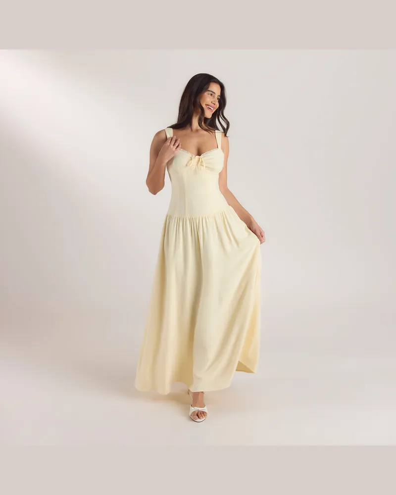 Lounge Maxikleid mit Niedriger Taille  - Zitrone Lemon