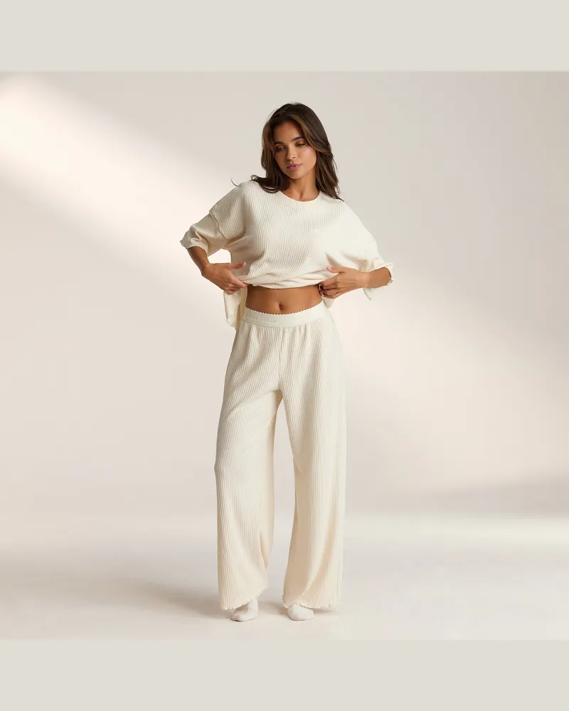Lounge Soft Waffle Pyjama-Hose  - Crèmefarbe 