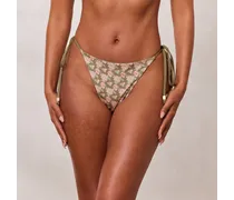 Doppelseitiger Tie-Side Bikini-Slip - Grün/Floral