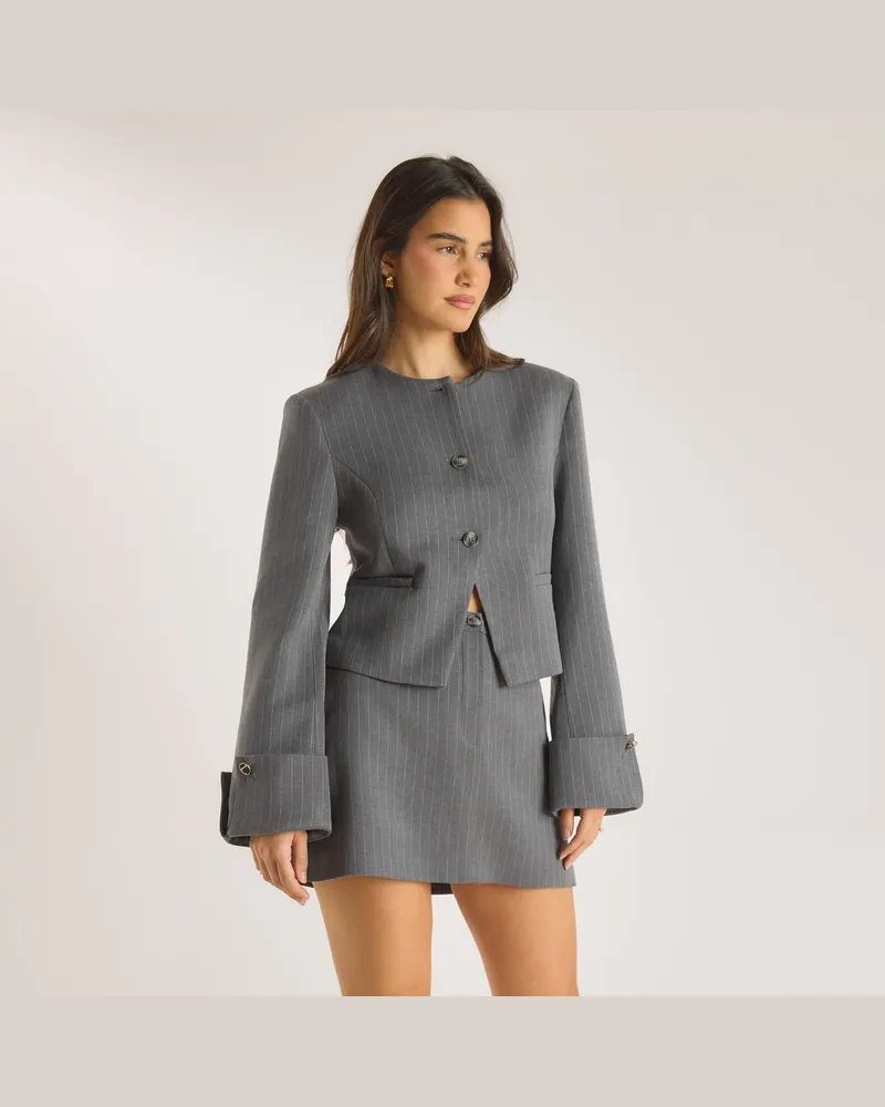 Lounge Strukturierte Jacke - Grauer Streifen Grey