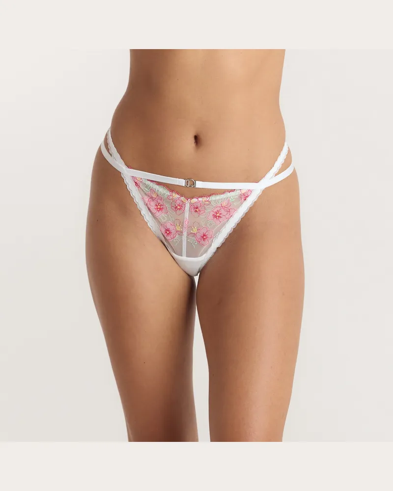 Lounge Ditsy Embroidered G-string - Weiß White