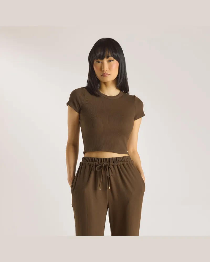 Lounge Waffle Baby Fit T-Shirt - Schokolade Brown