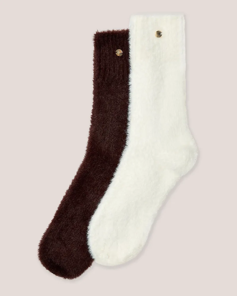 Lounge Flauschige Rippstricksocken - Bunt Brown