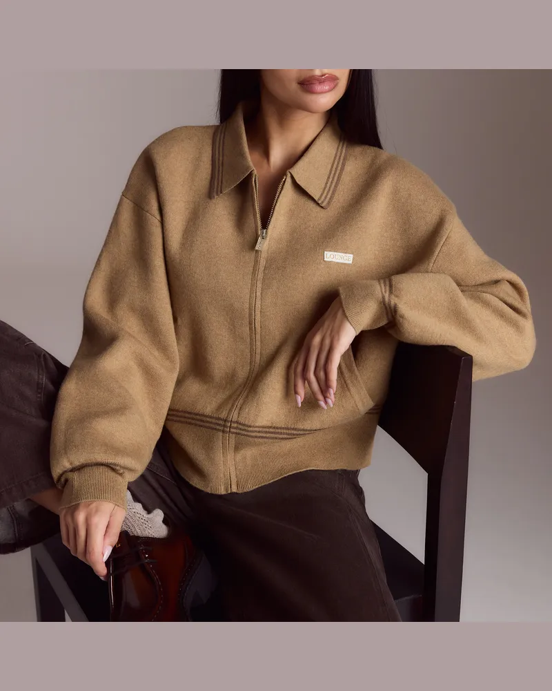 Lounge Strickjacke - Hellbraun Brown