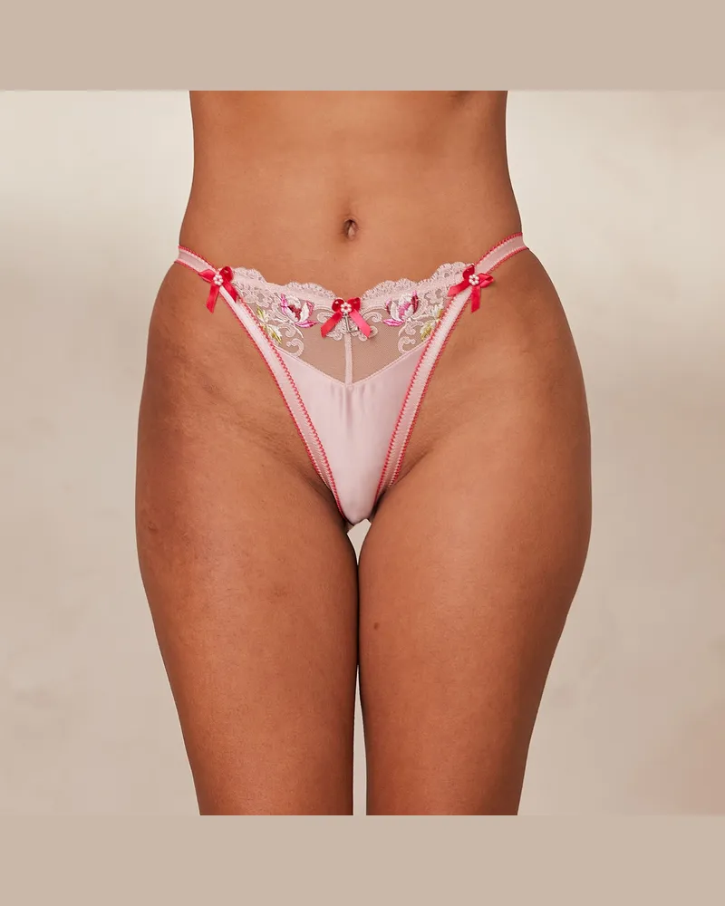 Lounge Bloom Embroidered Slip - Rosa Pink