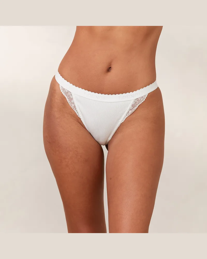 Lounge Ribbed String - Weiß White