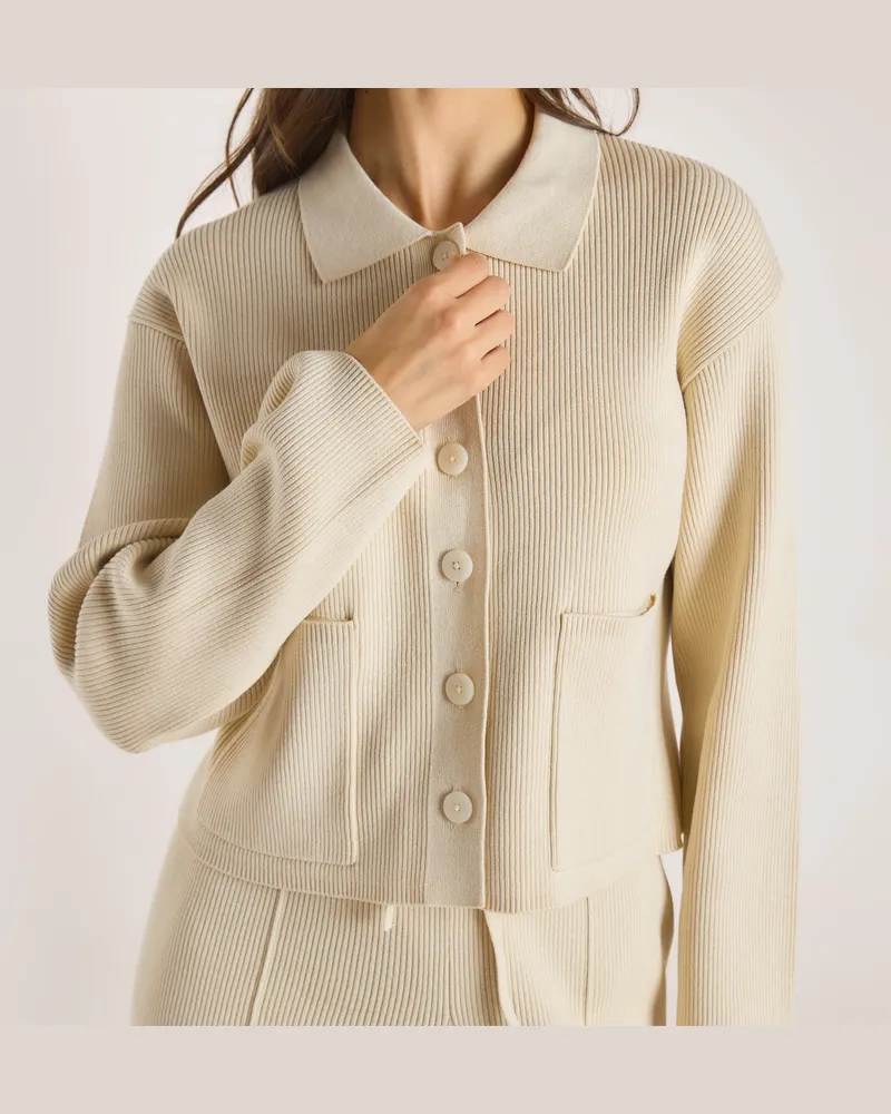 Lounge Gestricktes, Übergroßes T-Shirt - Crèmefarbe Cream