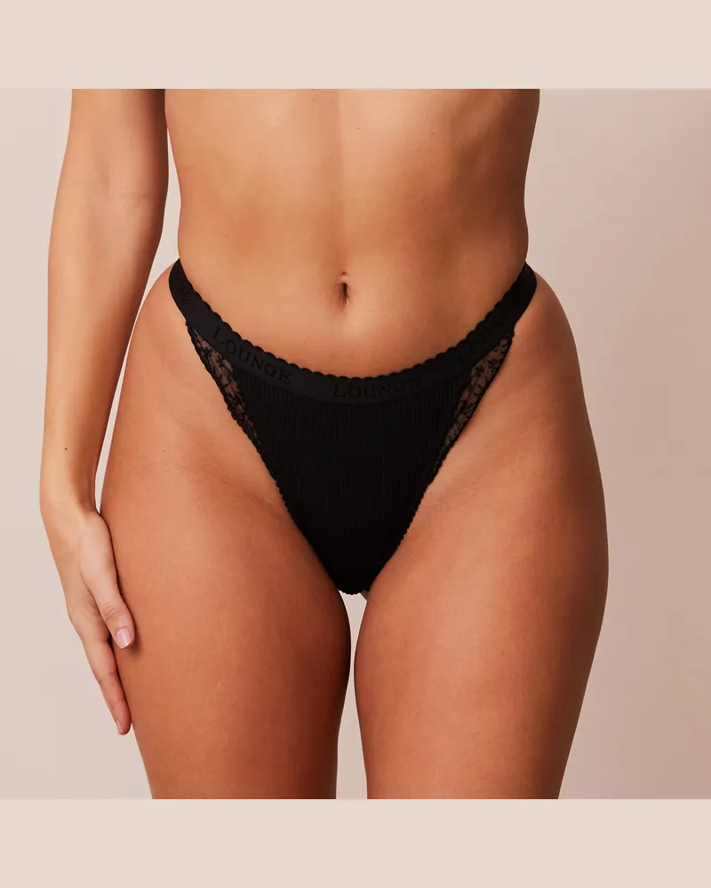 Lounge Ribbed String - Schwarz Black