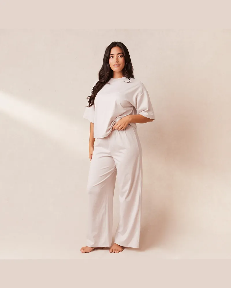 Lounge Classic Fleece Oversized Schlafanzug Hose - Crèmefarben Cream