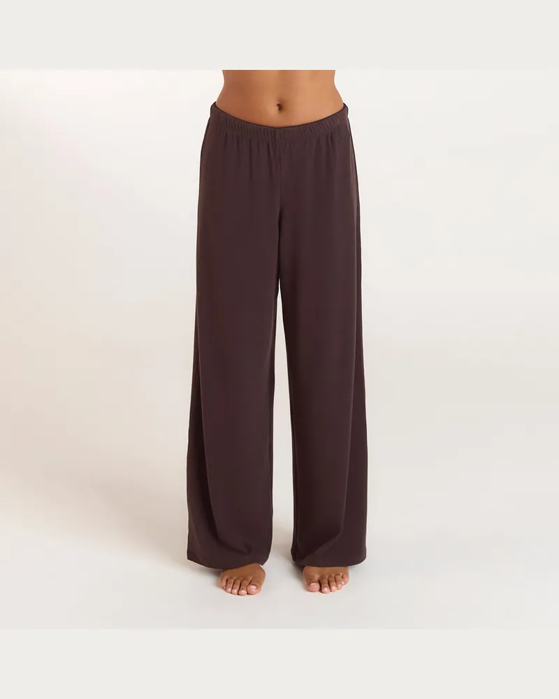 Lounge Geripptes Pyjamahose - Dunkle Schokolade Brown