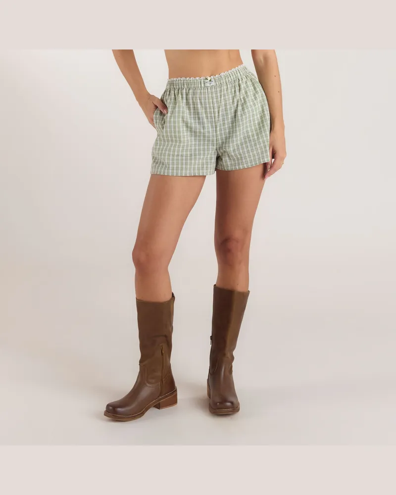 Lounge Karierte Baumwollshorts - Grün Green