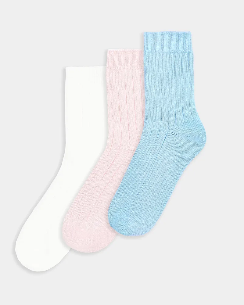 Lounge Dicke Gerippte Socken (3er-Pack) - Bunt Cream