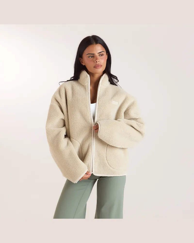 Lounge Borg-Jacke mit Reißverschluss - Crèmefarbe Cream