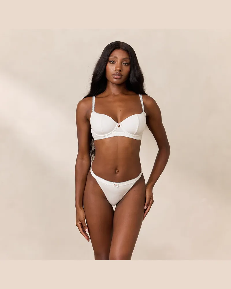 Lounge Rosebud Gerippter Balcony BH - Weiß White