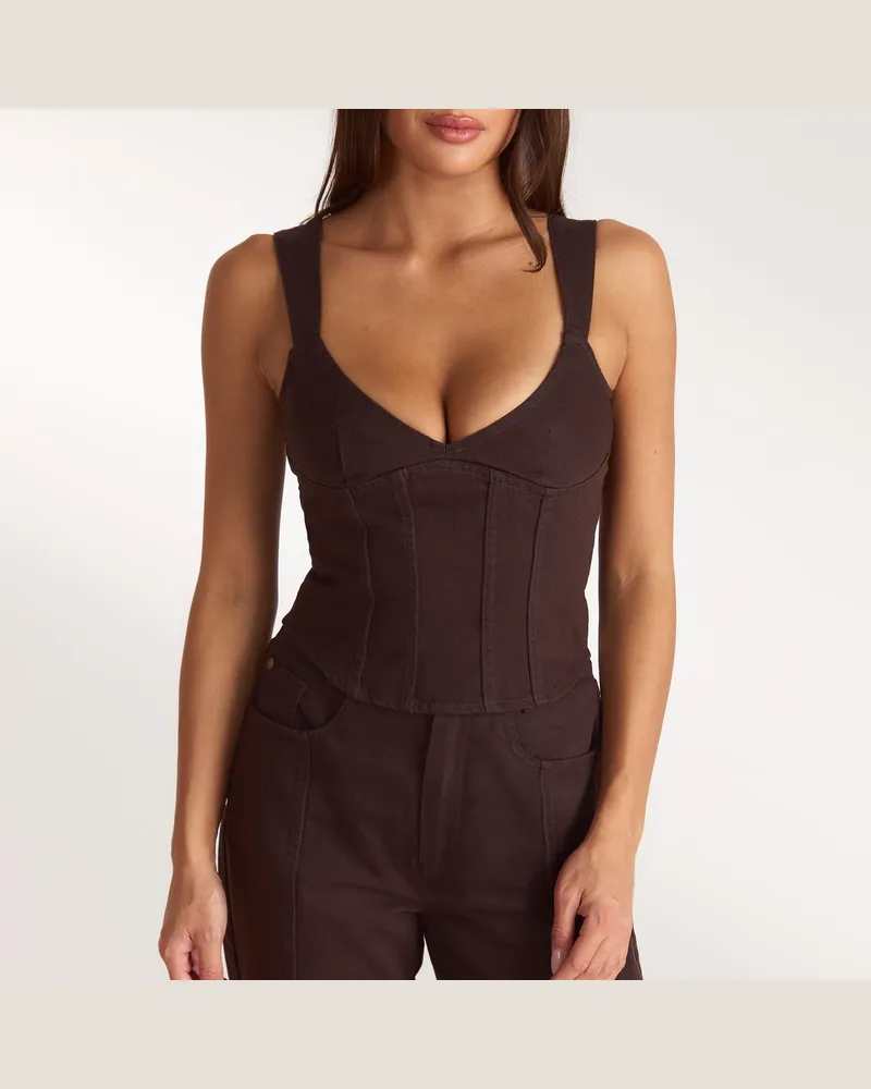 Lounge Denim Korsett-Top - Schokolade Brown