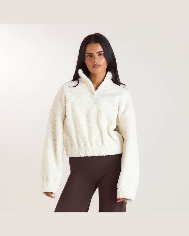 Lounge Borg-Fleecejacke mit Stehkragen - Crèmefarbe Cream