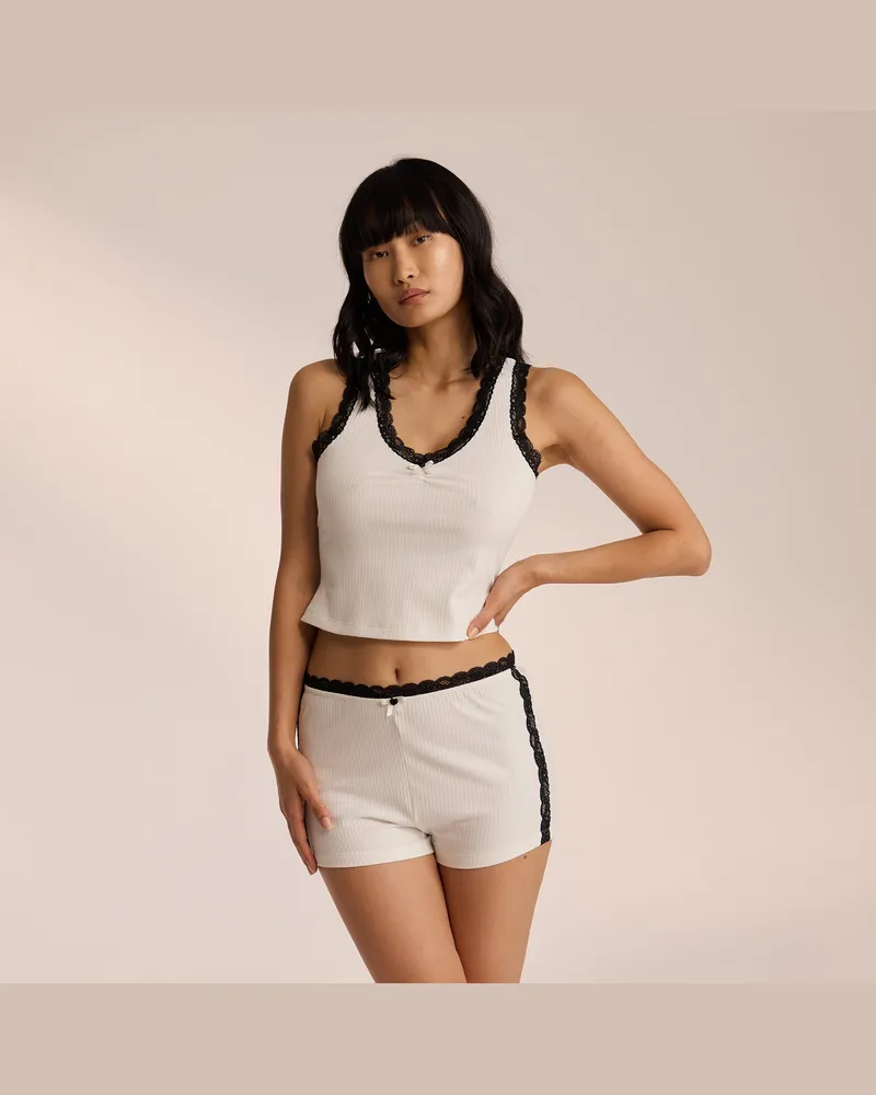 Lounge Pyjamaoberteil mit Spitze - Weiß Das perfekte Geschenk für sie Weiß