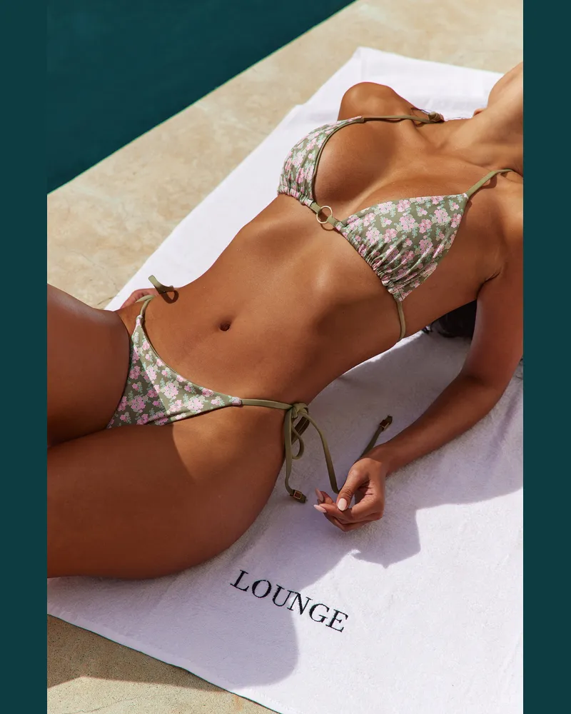 Lounge Doppelseitiges Triangle Bikini-Oberteil - Grün/Floral Grün