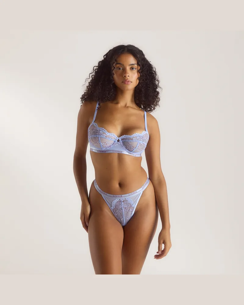 Lounge Two-tone Blossom Balcony Bra - Cornflower Blue Blue