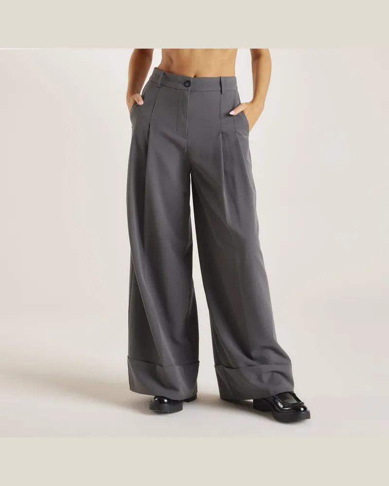Lounge Tailored-Aufschlaghose - Anthrazit Charcoal