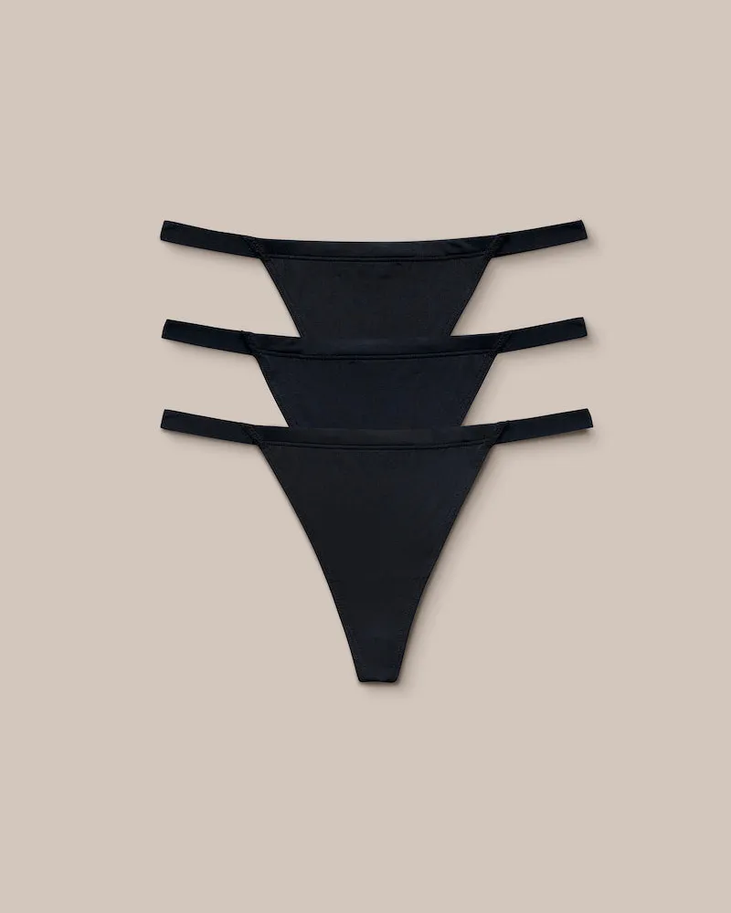 Lounge Basic G-Strings (3er Paket) - Schwarz Schwarz